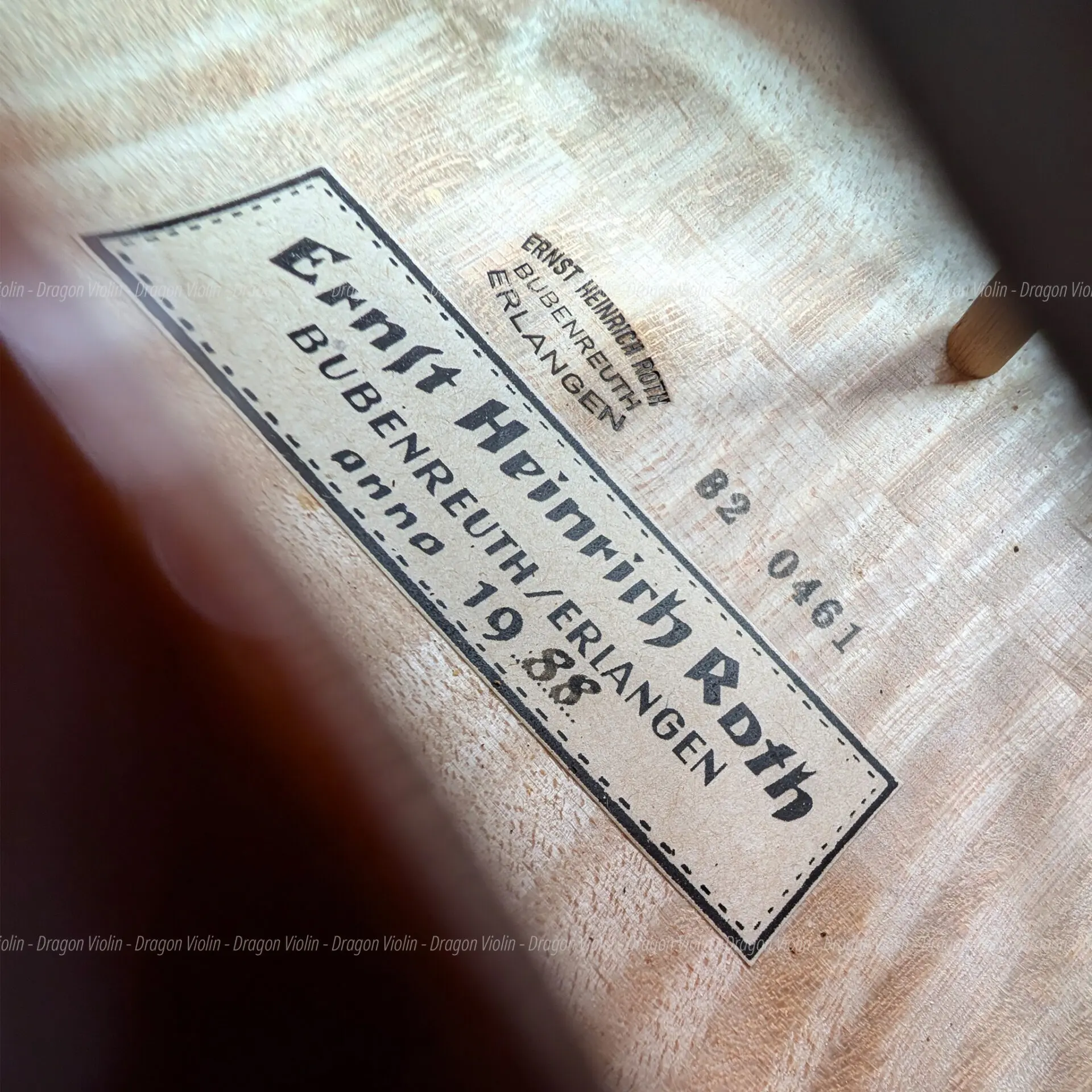 German label, Ernst Heinrich Roth copy violin 1988 - Dragon Violin